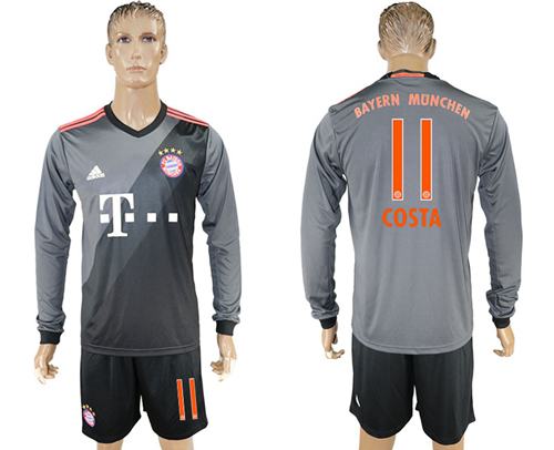 Bayern Munchen #11 Costa Away Long Sleeves Soccer Club Jersey - Click Image to Close